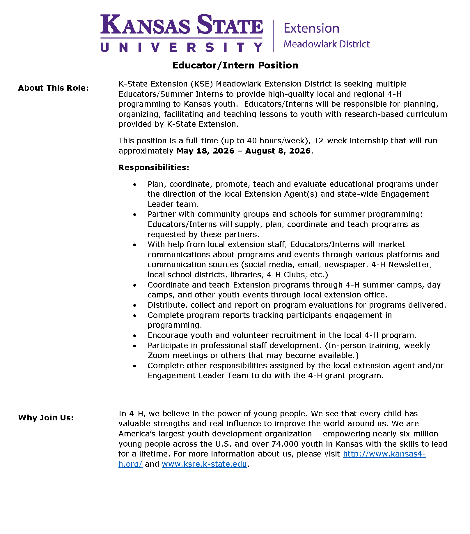 Intern summer position page 1