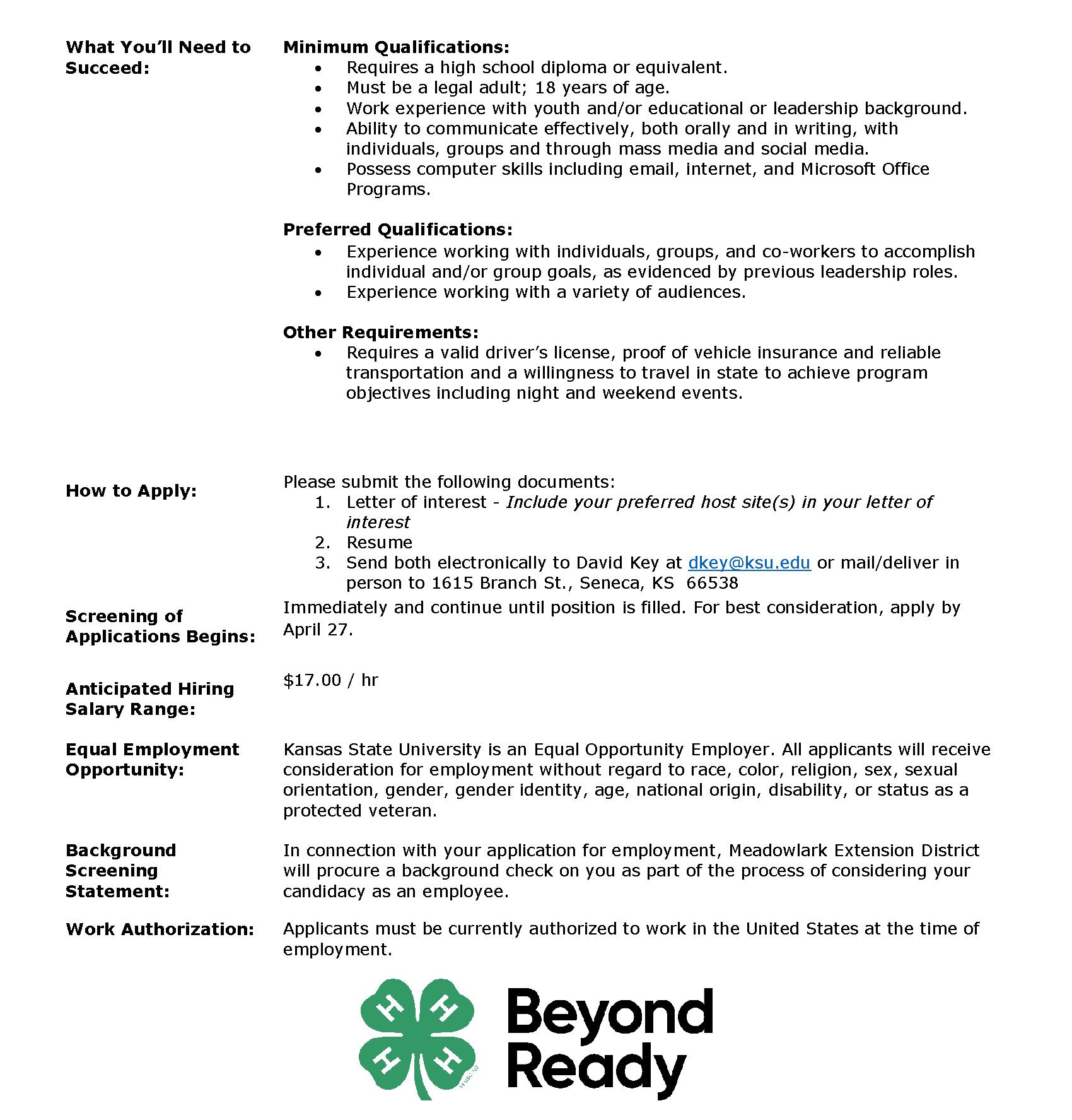 Intern Summer Position page 2